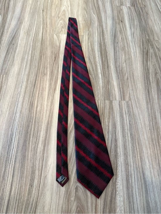Paul Dione Other - Paul Dione 100% Silk Men's Burgundy and Black Diagonal Stripe Tie - Handmade
